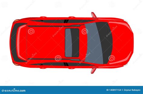 Red Car Top View. Flat and Solid Color Style Design Vector Illustration. Stock Vector ...