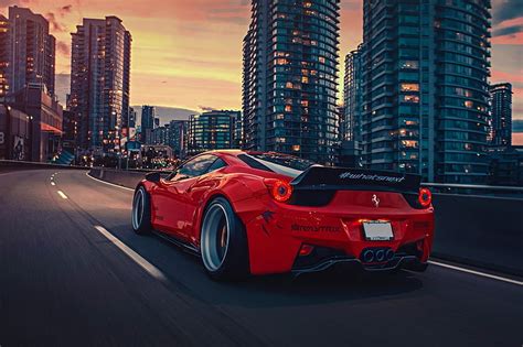 1920x1080px | free download | HD wallpaper: red Ferrari sports coupe traveling on road towards ...