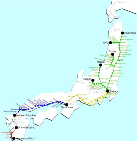 Le japon carte du train - Japon carte train (Asie de l'est - Asie)