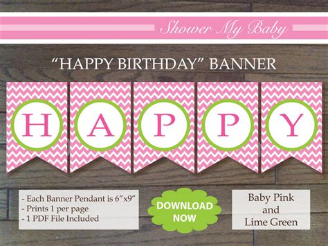 HAPPY BIRTHDAY Banner Printable Girl Birthday Banner Baby | Etsy