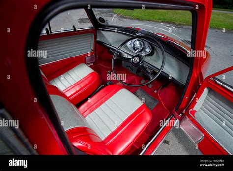 1968 Mini Cooper S classic compact British sports car basic interior Stock Photo - Alamy