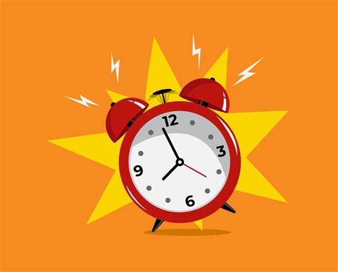 Red Alarm Clock sound wake-up time icon. Flat design Orange background 3211573 Vector Art at ...