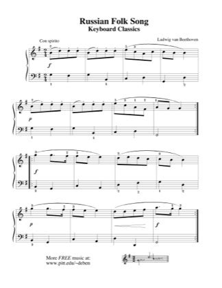 Russian Folk Song - Beethoven Free Piano Sheet Music PDF