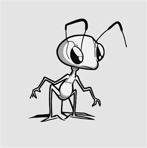 Black ant cartoon vector illustration. Isolated white background. Profile ant side view insect ...