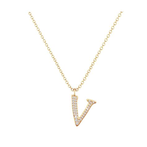 V - Letter Name Necklace Initial Necklace – Segal Jewelry