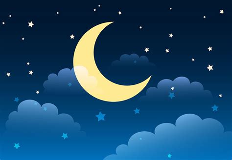 Starry Night Sky Cartoon Background. Vector illustration. By Olena1983 | TheHungryJPEG