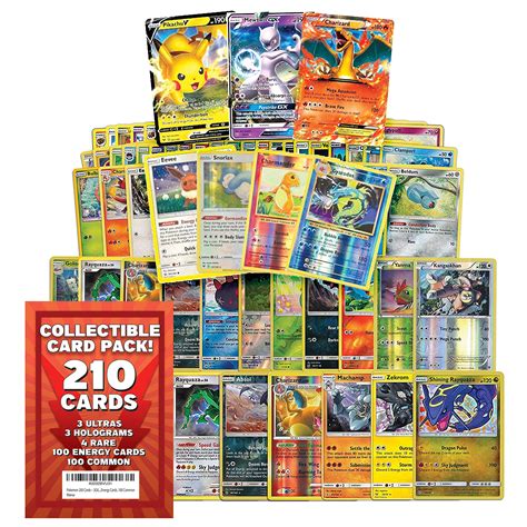 Buy POKÉMON Trading Card Game 210 Assorted Cards – 3 GX, 3 Holograms, 4 ...