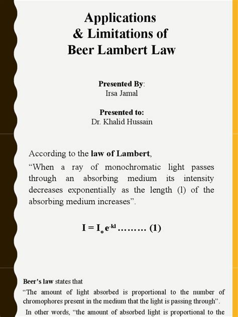 Beer Lambert Law | PDF | Absorbance | Electrodynamics