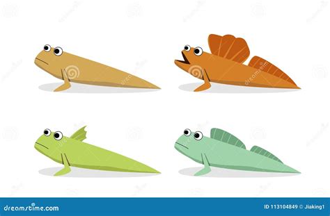 Oxudercinae ; Mudskipper in Vector Art, Side View Stock Vector ...