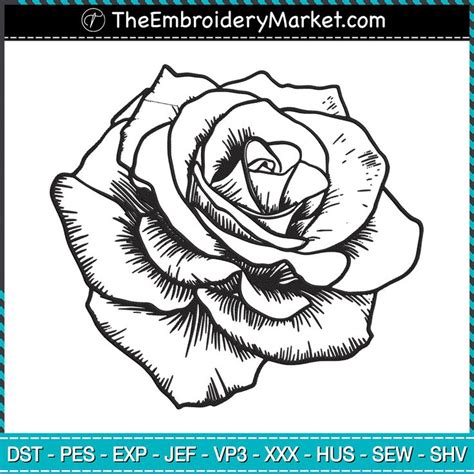 Rose Embroidery Designs File, Flower Machine Embroidery Designs, Embroidery PES DST JEF Files ...