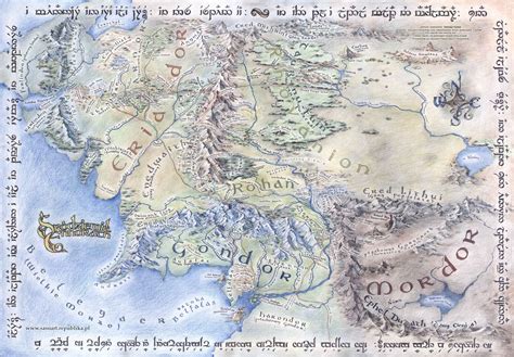 Unbelievably gorgeous map of Tolkien's Middle Earth - in Polish! [2930x1969] : MapPorn