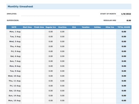 Free Timesheet templates: Excel | Word | PDF | Google sheets