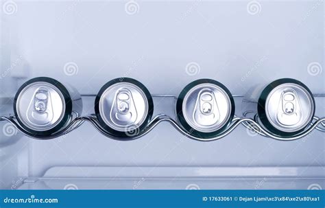 Cans of Soft Drink in a Refrigerator Stock Image - Image of drink, grey ...