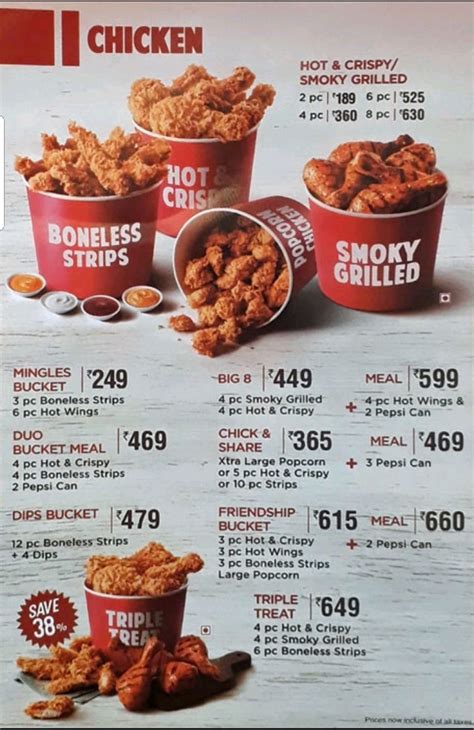 Menu of KFC, Velachery, Chennai, Chennai | EazyDiner