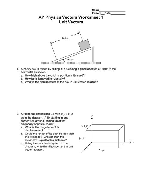 Vectors Worksheet Physics