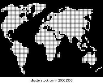 Pixel World Map Stock Vector (Royalty Free) 20001358 | Shutterstock