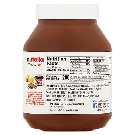 Nutella Nutrition Facts | Blog Dandk