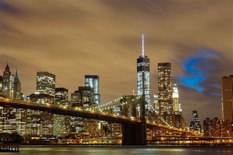 Free new york city brooklyn bridge lights cityscape - Image