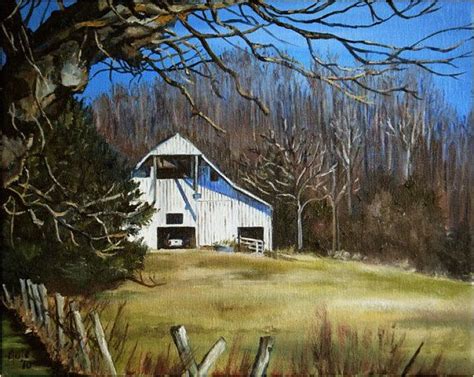 White Tennessee Barn Painting 10x8in Art Print - Etsy | Barn painting, Landscape paintings ...