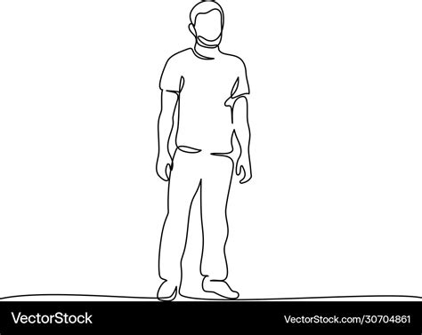 Continuous one line drawing standing man Vector Image