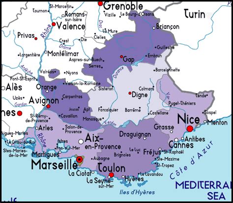 Detailed Map of Provence-Cote-d'Azur, France