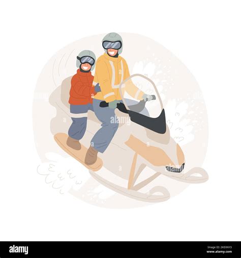 Snowmobile isolated cartoon vector illustration. Snowmobiling adventure ...