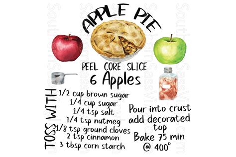 Apple Pie Recipe -Ready to Print Design (378867) | Printables | Design Bundles