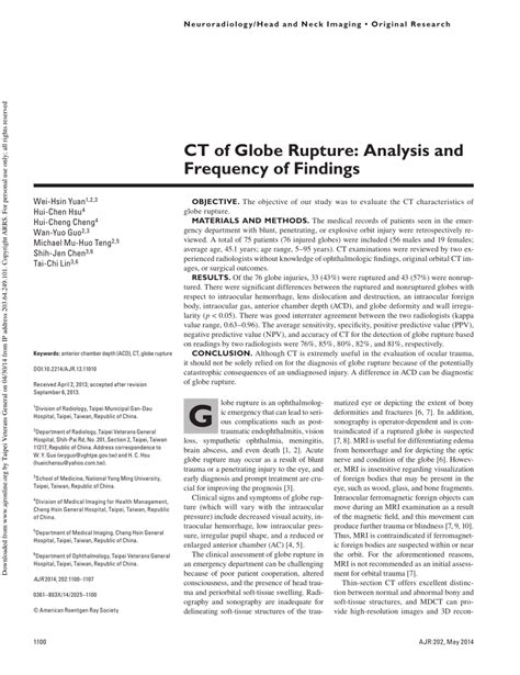 (PDF) CT of Globe Rupture: Analysis and Frequency of Findings