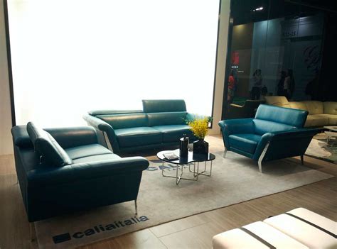 Contemporary Blue Leather sofa set VG547 | Leather Sofas