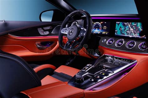 Mercedes-Benz AMG GT Car Interior with Expensive Red Leather Carbon ...