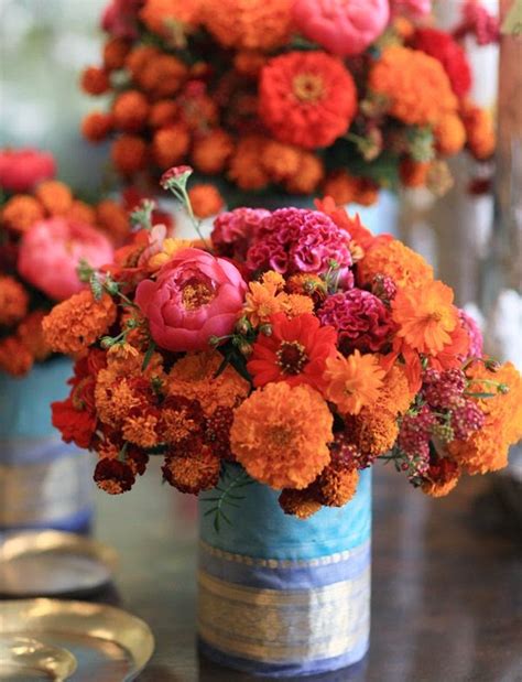 A Creative Project: Decorating with marigolds- indian themed floral arrangement withcontemporary ...