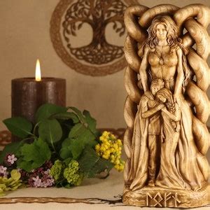 Lofn Goddess Statue, Wood Carved, Wooden Statue for Scandinavian, Norse Pagan Altar Decor - Etsy