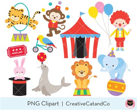 Circus Clipart Clip Art Circus Animal Clipart Clown Clipart | Etsy