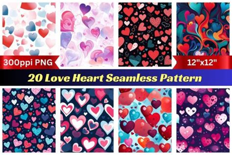 20 Love Heart Seamless Pattern Graphic by Artistic Forest · Creative Fabrica