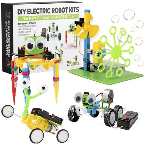 2Pepers Electric Motor Robotic Science Kits for Kids (4-in-1), DIY STEM Toys Kids Science ...