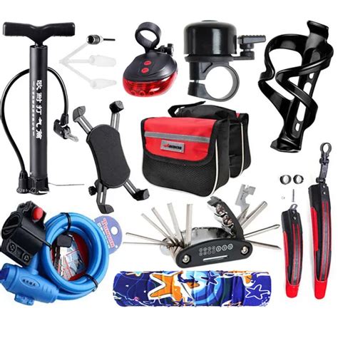 10pcs/set Cycling Bicycle Bike Accessory Set Kit Cheap Bicycle Bell Phone Holder Fender Cage Bag ...