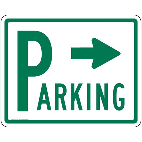 Parking Lot Sign With Right Arrow PKE-21580 Parking Control