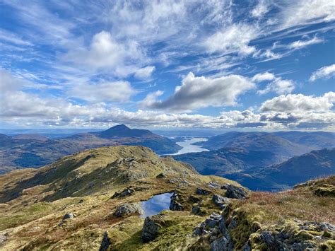 Perfect hiking conditions above Loch Lomond as we climbed Ben Vorlich, Scotland : hiking