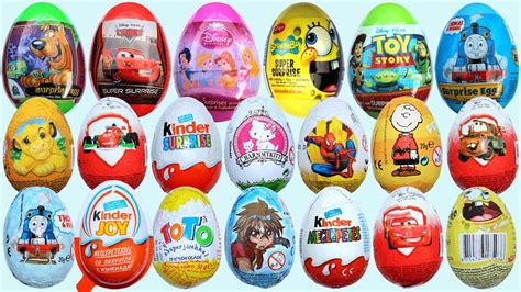 20 Surprise Eggs, Kinder Surprise Cars 2 Thomas Spongebob Disney Pixar ...