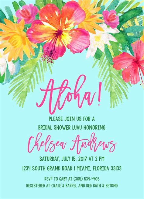 Luau Bridal Shower Invitation Tropical Bridal Shower | Etsy Luau Bridal ...