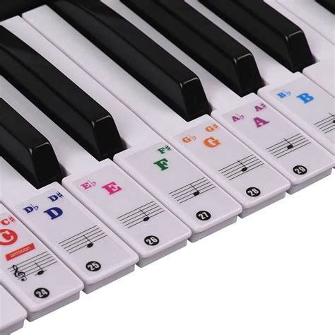 Piano Stickers for 88Key. Colorful Large Bold Letter Piano Keyboard ...