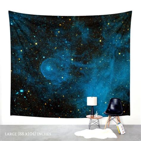 Dreamy Stars Tapestry. Wall Hanging Tapestry. Blue and Black.