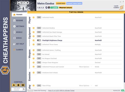 Metro Exodus Trainer +14 v1.0.1.3 (Cheat Happens) GAME TRAINER download pc cheat codes