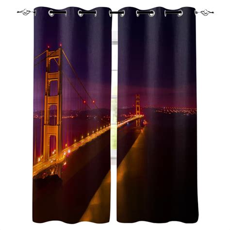 New York City Night Room Curtains Large Window Window Curtains Dark Living Room Decor Bedroom ...