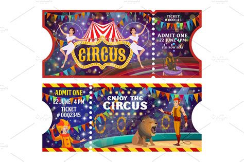 Circus show tickets | Custom-Designed Illustrations ~ Creative Market