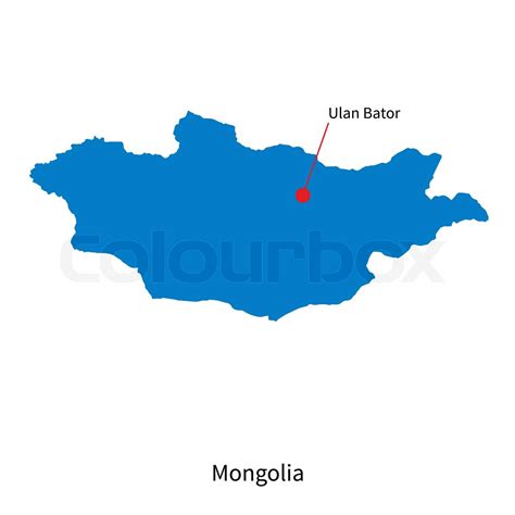 Detailed vector map of Mongolia and capital city Ulan Bator | Stock vector | Colourbox