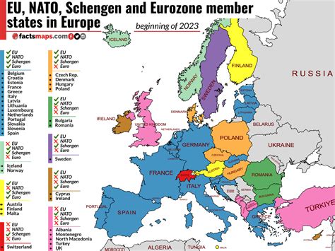 EU, NATO, Schengen and Eurozone member states in Europe - beginning of ...