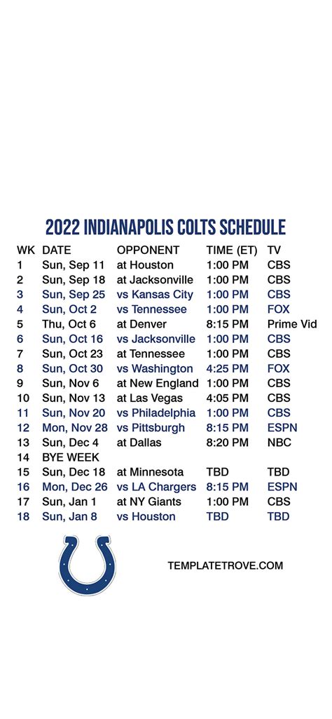 Colts Schedule 2022 To 2023 Printable - Printable Word Searches