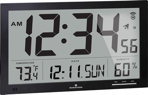 MARATHON CL030062BK Slim-Jumbo Atomic Digital Wall Clock with ...