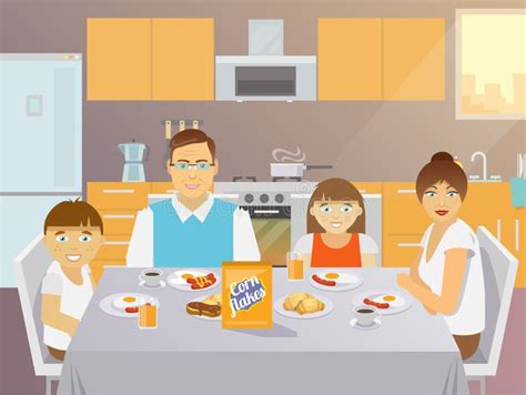 Clipart Family Eating Breakfast